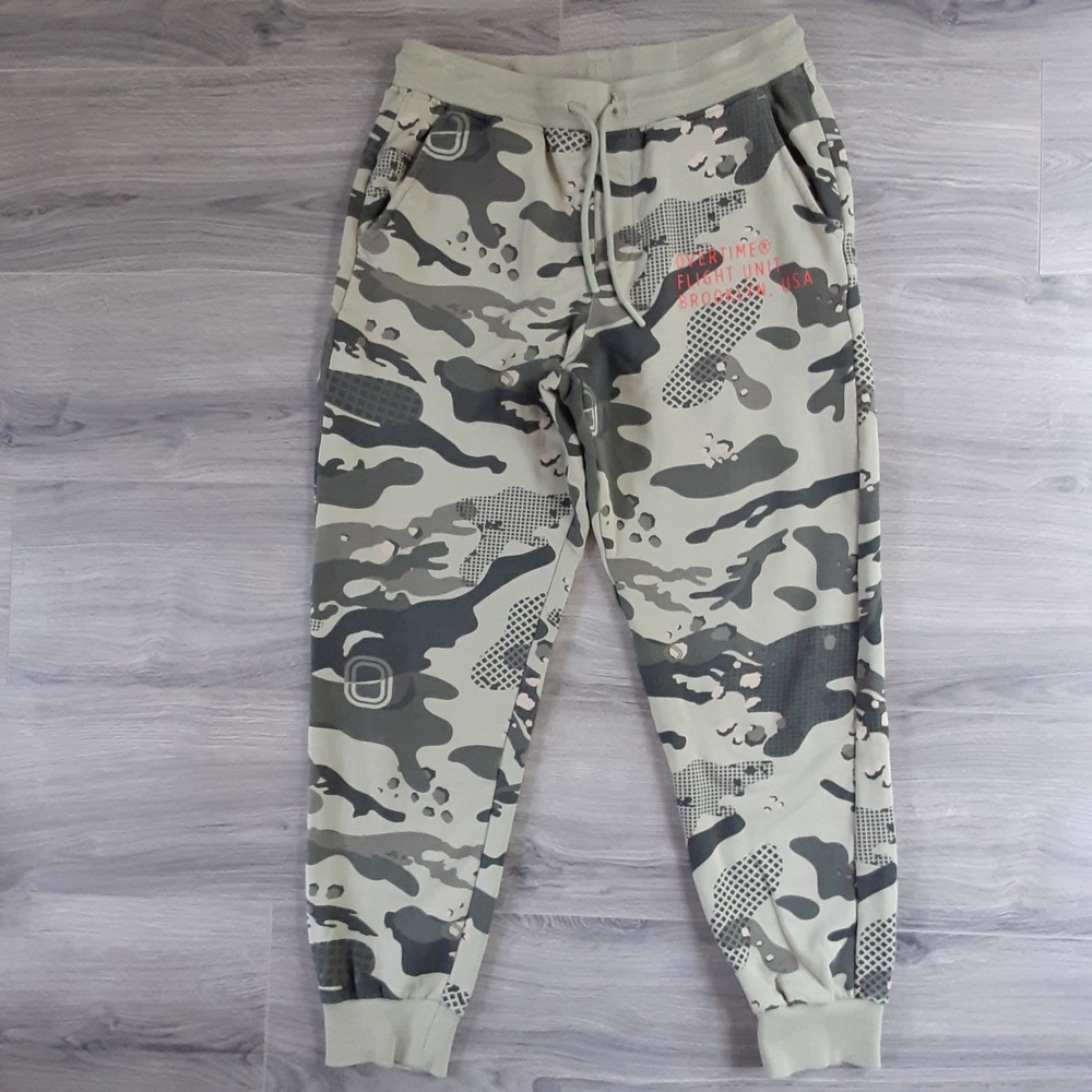 Overtime Flight Unit Brooklyn Camo Jogger Sweatpants Mens Med Green Streetwear